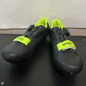 speed microtex cycling bike bicycle shoes black green size eu 38 or 6-6.5 us